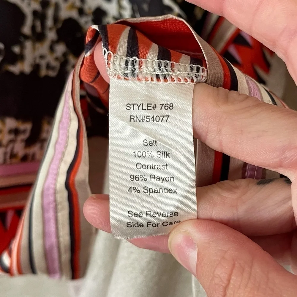 CAbi #768 Geometric Scarf Blouse